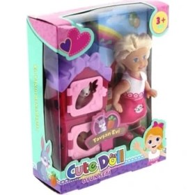 Resim SDT Group Cute Doll Mini Bebek Tavşanlı ve Iki Katlı Kulübe Oyun Seti 