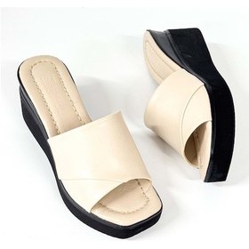 Resim Bulutmod Ba04265 Ten D Kadın Katlı Parça Günlük Abiye Dolgu 7 Cm Topuk Terlik Bej 