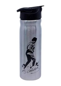 Resim Atatürk Baskılı Çelik Matara 500 Ml Gümüş 