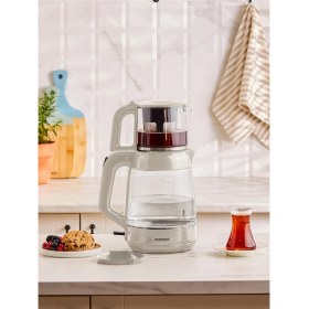 Resim Karaca 2 In 1 Aile Boyu Xl Kapasite Cam Çay Makinesi ve Su Isıtıcı Starlight - Şık Tasarım 