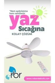 Resim RBR Sessiz Fanlı LED Ampul – Ahşap Desenli Tavan Vantilatörü- E27 Duy, Serinletici Fan Özelliği 