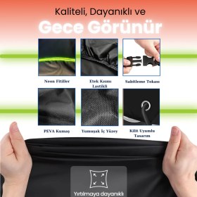 Resim Dokaca Neo Siyah Neon Fitilli Kilit Uyumlu Honda Nc 750 x Dct Uyumlu Motosiklet Brandası, Koruyucu Örtü 