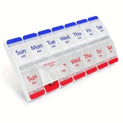 Resim 7 Günlük Düğmeli Hap Kutusu, İlaç Planlayıcı, Vitamin Organizatör, 2 Kez/Günde AM PM Bölmeleri, Şeffaf Kapaklar Artritlere Uygun Kolay ve Praktik Çözümler Tablet Saklamalı Đinli Cep Eczanesi Đişlik Boyu Pill Case 