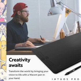 Resim Wacom Intuos Pro Büyük Bluetooth Grafik Çizim Tableti 