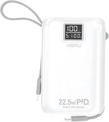 Resim Hepu HP-A01 10.000 mAh 22.5W Dijital Led Göstergeli Dahili Kablolu Powerbank Hızlı Şarj Destekli Pd Şarj Type C Lightning Power bank 