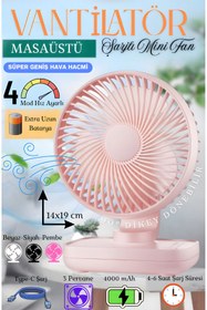 Resim nextbuy Mini Soğutucu Vantilatör Type-C Şarjlı Masa Üstü Fan Taşınabilir 4 Mod Hız Ayarlı Pervane 