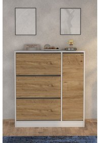 Resim Milano 3 Kapaklı Kayar Raflı Dolaplı Ayakkabılık Meşe Çam 