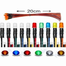 Resim 10 Adet 12v 5mm Diffüz Led 20 Cm Kablo Kırmızı 