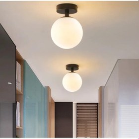 Resim Mylights Avize Retro Tekli Plofonyer Avize E27 Duylu Opla Camlı Siyah 
