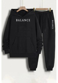 Resim Unisex Eşofman Takımı Balance Baskılı Siyah5 