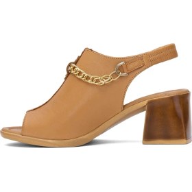 Resim Pierre Cardin PC-54632 Kadın Hakiki Deri Topuklu Sandalet Taba 