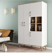 Resim Maxi 4 Kapaklı Askılıklı Raflı Çok Amaçlı Dolap Beyaz-Çam - Grd01 
