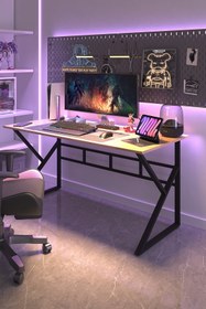 Resim TEKATEL Oyuncu Masası Bilgisayar Masası Metal ayaklı Çalışma Masası Ofis masası Çam - Siyah 120X60 