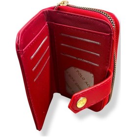 Resim Me-vo Kadın Mini Cüzdan, Fermuarlı, Kart Bölmeli, Kırmızı Deri, Metal Detaylı Kirmizi Kırmızı 