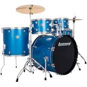 Resim Ludwig LC19019 Accent Fuse Akustik Davul Seti (Blue Sparkle) | Popüler Başlangıç Serisi Dayanıklı Donanım 