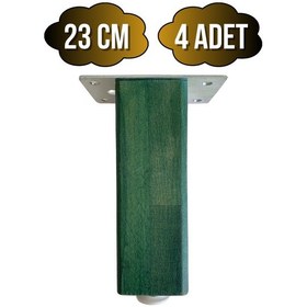 Resim Kale Ayarlı Ahşap Ayak Mobilya Masa Ve Dolap Ayağı Yeşil Kayın/gürgen Ağacı 23cm 4 Adet Yeşil 