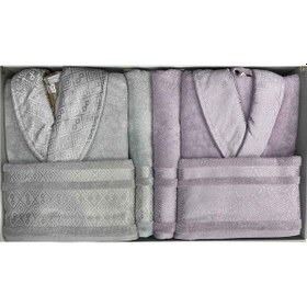 Resim Özdilek Dory Aile Bornoz Seti Lila-Gri Gri - Lila 