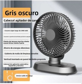 Resim Salınımlı Kafa Masaüstü Elektrikli Vantilatör 2400mah Gri 