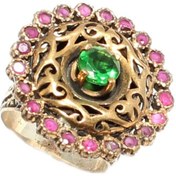 Resim 925 Ayar Gümüş Ve Bronz Karışımı Taşlı Otantik Yüzük 