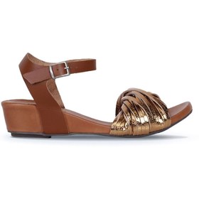 Resim Bueno Shoes Bronz Parlak Deri Kadın Dolgu Topuklu Sandalet 01wl6800 