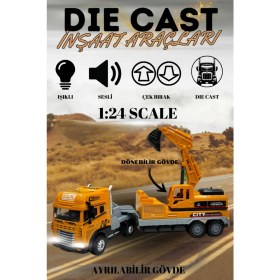 Resim KoseToys Kepçe Iş Makinası 1:24 Işıklı Müzikli Çek Bırak 30 cm Die Cast 