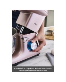Resim Karaca Multichef Stand Mikser Rosegold Mutfak Şefi 1900W 5,5 Lt (Kıyma Çekme /sucuk-Sosis/içli Köfte Aparatlı) + Fakir Mutfak Tartısı Hediye 