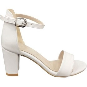 Resim Merry Pace 542215z Önü Açık Tek Bant 8 Cm Kalın Topuklu Kadın Klasik Topuklu Ayakkabı beyaz 