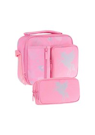 Resim Kaukko Kids Kız Çocuk Pembe Bulut Desenli Üç Bölmeli Thermo Beslenme Çantası Ve Kalemlik Seti L7218+l8218 Pembe 