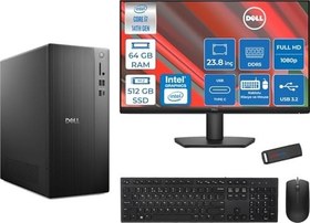 Resim Dell Tower ECT1250 Intel® Core™ İ7-14700 64GB Ddr5 512GB SSD Intel® UHD Graphics 770 Freedos +23.8" Monitör Tower Masaüstü Bilgisayar 24RPLSR007F22+ZETTAUSBBELLEK 
