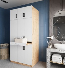 Resim Vita Çamaşır Ve Kurutma Makinesi Dolabı Banyo Dolabı Çam Beyaz Beyaz - Çam 