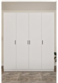 Resim Ases Mobilya Ases Ela863 Geniş Derin Gardırop 4 Kapaklı Bol Raflı 2 Askılıklı Kullanışlı Giysi Dolabı Beyaz 