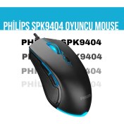 Resim Philips SPK9404 USB 6 Tuşlu Siyah 800/1000/1600/2400DPI Gaming Oyuncu Mouse (G404) 
