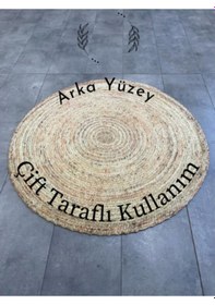 Resim Jüt Yuvarlak Hasır Halı Yolluk Salon Oda Mutfak Halısı Ks-1034 