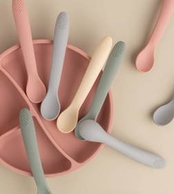 Resim 4'lü Silikon Diş Kaşıyıcı Mama Kaşığı Seti 