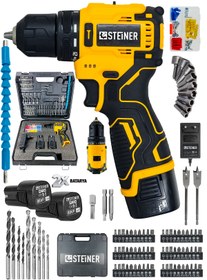 Resim STEİNER PRO ÇELİK ÖZEL SERİ DARBELİ 84 PARÇA KÖMÜRSÜZ GÜÇLENDİRİLMİŞ MOTOR ŞARJLI ARMUT BATARYA MATKAP 