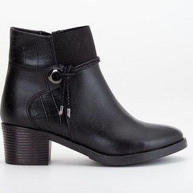 Resim Kadın Topuklu Bot Günlük Siyah Boğaz Elastik Kalın Topuklu-3215 Siyah 