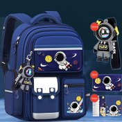 Resim Kare Astronot Sırt Çantası - Büyük Kapasiteli, Ayarlanabilir Askılar, Tablet Cebi, Okul ve İşe Giderken İdeal, Mavi Renkli Uzay Tasarımı, Okul Sırt Çantası 