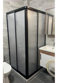 Resim Siyah Profil Şerit Desen Mika Duşakabin Siyah 