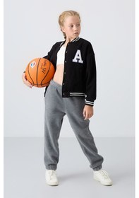 Resim Tommy Life Siyah Kalın Yumuşak Dokulu Standart Fit Nakışlı Polar Kız Çocuk Kolej Ceket - 75156 Siyah 
