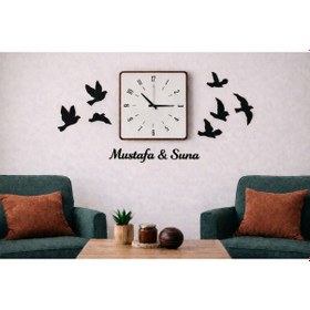 Resim Duvar Saati 40 Cm Kuş Temalı 8 Adettir No 102 Çok Renkli 