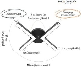 Resim Hegza Lighting CONTENTO Plafonyer LEDli Modern Siyah Led Avize (3000K (Sarı Işık)) 