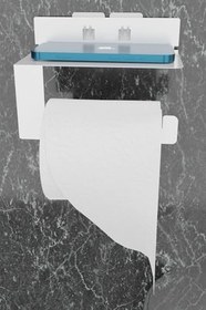 Resim Risingmaber Metal Beyaz Ultra Güçlü Yapışkanlı Telefon Tutacaklı Tuvalet WC Kağıtlık MT92B 