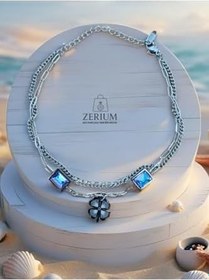Resim ZERİUM Mavi Şans Dokunuşu - Yonca Figürlü Halhal Silver13 