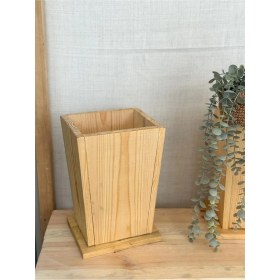 Resim Ahşap Krem Çöp Kutusu, Şık ve Doğal Tasarım 