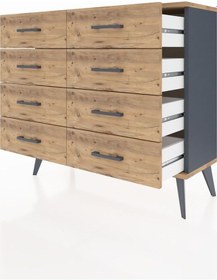 Resim Arges Şifonyer 8 Çekmeceli 88x30x80 Antrasit-çam Çam 