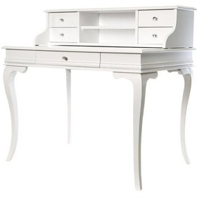 Resim Wooding 110 Cm Çekmeceli Masif Beyaz Lake Raflı Çalışma Masası Beyaz 