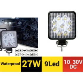 Resim KAPOTO 9 Led Kare Çalışma Lambası 27W 10V-30V Metal 4x4 Off Road Projektör Işık 