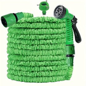 Resim 1 Paket 7.62/15.24/22.86/30.48 Metre Geri Çekilebilir Bahçe Hortumu Hafif ve Dayanıklı Çok Fonksiyonlu Püskürtme Başlığı ile Kink Olmayan Esnek Hortum Ev ve Araba Yıkama ve Bahçe Sulama için Kolay Saklama 