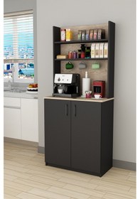 Resim %100 Mdflam Kahve Köşesi Çok Amaçlı Mutfak Dolabı Kahve01 Antrasit - Sidon Antrasit - Sidon 