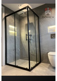 Resim Ustaduş - Qorex Marka - Siyah - 6 Mm Şeffaf Temper Cam Duşakabin H:190 Özel Seri Krom Aksesuar. Diğer 